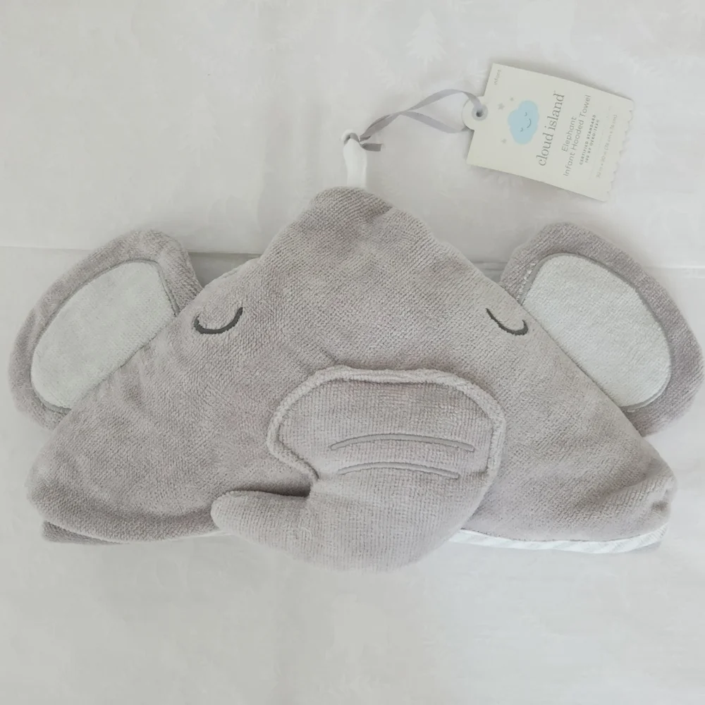 💕☁️NWT Cloud Island baby Hooded bath towel elephant 🐘